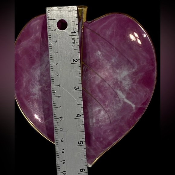 Vintage silver Pink Heart-Shaped dish trinket - Picture 6 of 11